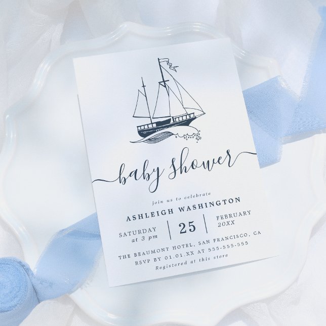 Invitation de Baby shower nautique du navire de la (Créateur téléchargé)
