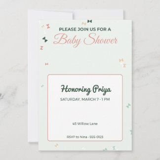 Invitation de baby shower neutre au niveau du sexe