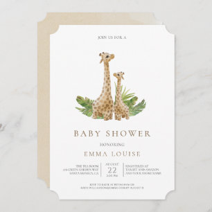 Invitation de Baby shower Neutre Boho Giraffe
