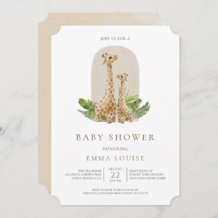 Invitation de Baby shower Neutre Boho Giraffe