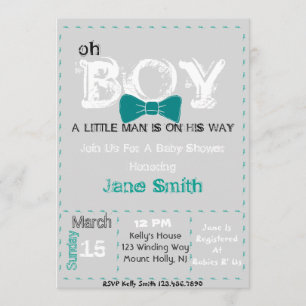 invitation de Baby shower Oh Boy
