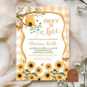 Invitation de Baby Shower Orange Gingham Plaid Sun