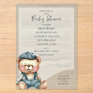 Invitation de Baby Shower Ours Charmeur Décontract