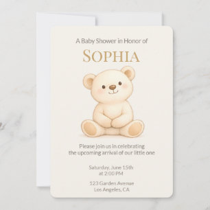 Invitation de Baby Shower Ourson Bohème