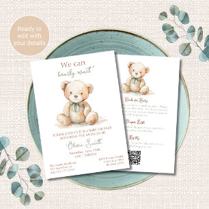 Invitation de Baby Shower Ourson Tout en Un QR