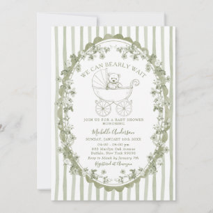 Invitation de Baby Shower Ourson Vert Sauge