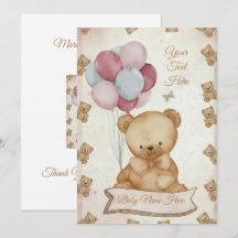Invitation de baby shower ourson vintage