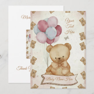 Invitation de baby shower ourson vintage