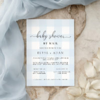 Invitation de baby shower par courrier en vichy bl