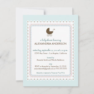 Invitation de Baby shower personnalisé bleu précie