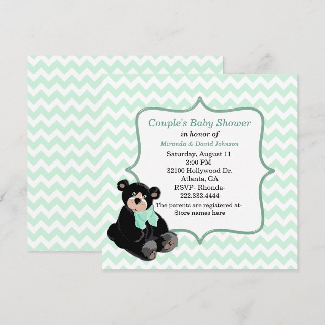 Invitation de Baby shower personnalisé Chevron ver (Devant / Derrière)