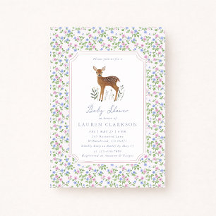 Invitation de baby shower Petite Faon Florale de l