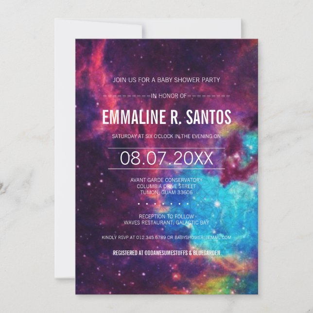 Invitation de Baby shower photo Galaxy (Devant)