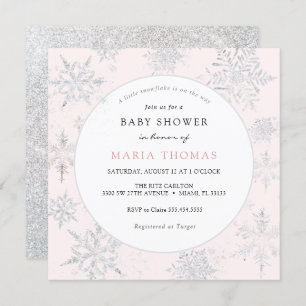 Invitation de Baby shower Pink Little Snowflake
