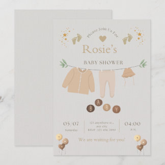 Invitation de Baby Shower Plate Rase