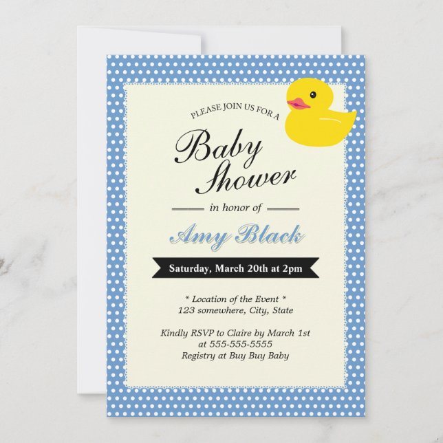Invitation de Baby shower Pois en caoutchouc (Devant)
