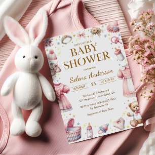 Invitation de baby shower pour fille aux fleurs ro