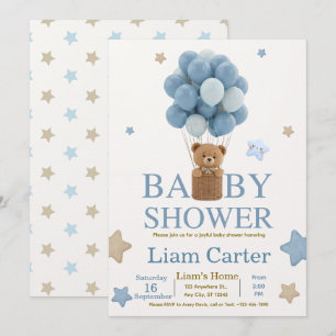 Invitation de Baby Shower pour Petit Garçon Bleu M