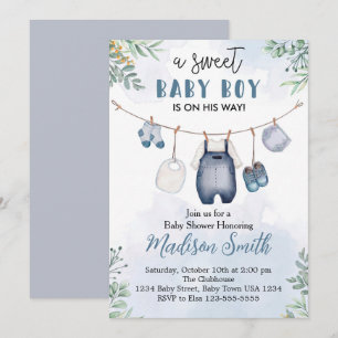 Invitation de Baby Shower pour Petit Garçon Ensemb