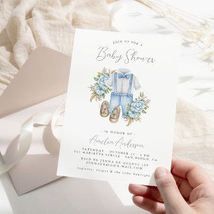 Invitation de Baby Shower pour Petit Garçon Floral