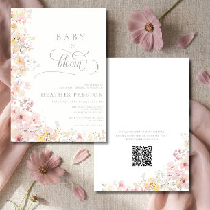 Invitation de Baby Shower QR Baby In Bloom Wildflo