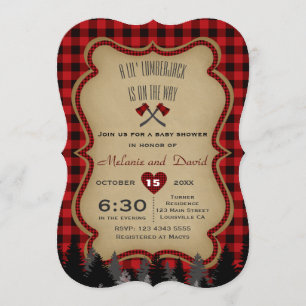 Invitation de Baby shower Red Buffalo Little Lumbe
