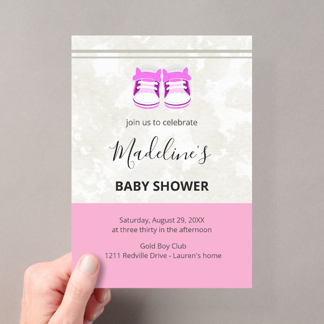 Invitation de Baby Shower Rose – Bébé Fille Person (In situ (ordinateur de poche))