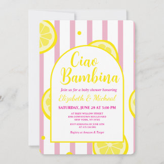 Invitation de Baby Shower Rose et Blanche 'Ciao Ba