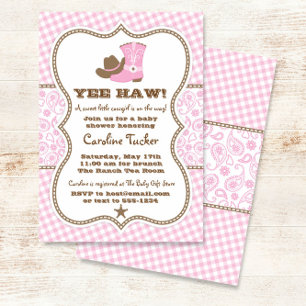 Invitation de Baby shower rose et Brown Cowgirl