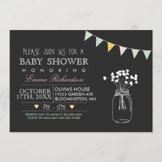 Invitation de baby shower rose moderne tableau noi