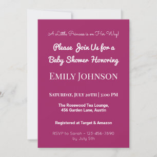 Invitation de Baby shower rose pour une fille