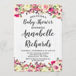 Invitation de Baby shower Rose rose et vert