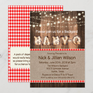 Invitation de Baby shower Rustique Baby Q BBQ