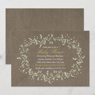 Invitation de Baby shower Rustique Floral Wreath &