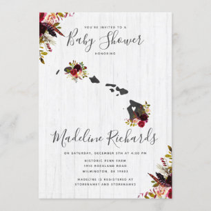 Invitation de Baby shower rustique Hawaii State