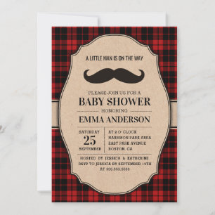 Invitation de Baby shower rustique pour garçon - M