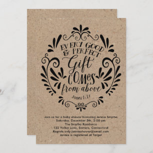 Invitation de Baby shower rustique, typographie su