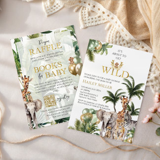 Invitation de Baby Shower Safari Bébé Sauvage Anim