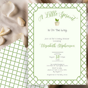 Invitation de Baby Shower Sage Vert Quatrefoil Lit