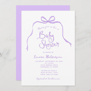 Invitation de Baby shower simple de cou pourpre