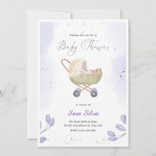 Invitation de Baby shower simple et violet