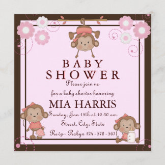 Invitation de Baby Shower Singe Rose