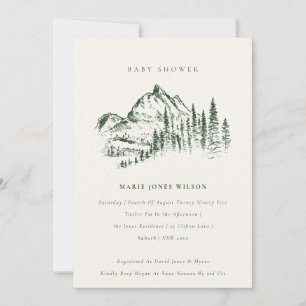 Invitation de Baby shower Sketch Mountain Pine ver