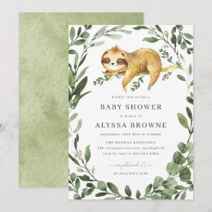 Invitation de Baby shower Sleepy Sloth