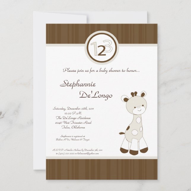 Invitation de Baby shower Snicker Doodle Giraffe (Devant)
