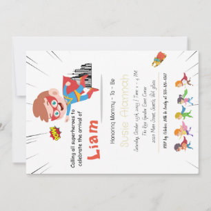 Invitation de Baby shower Superhero Personnalisé