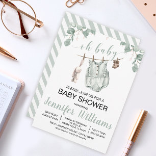 Invitation de baby shower tenue bébé boho 