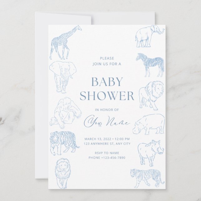 Invitation de baby shower thème sauvage  (Devant)