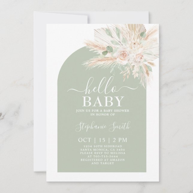 Invitation de Baby shower Tropical Sage Green (Devant)
