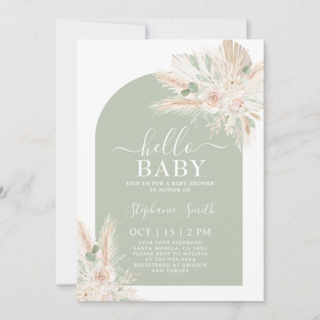Invitation de Baby shower Tropical Sage Green (Devant)